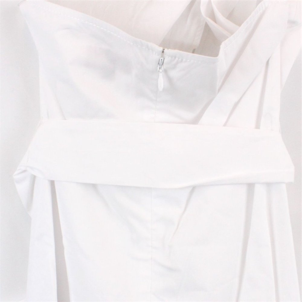 STAUD Kai Halterneck Cotton Blend Dress in White - FCM80 - Picture 12 of 14